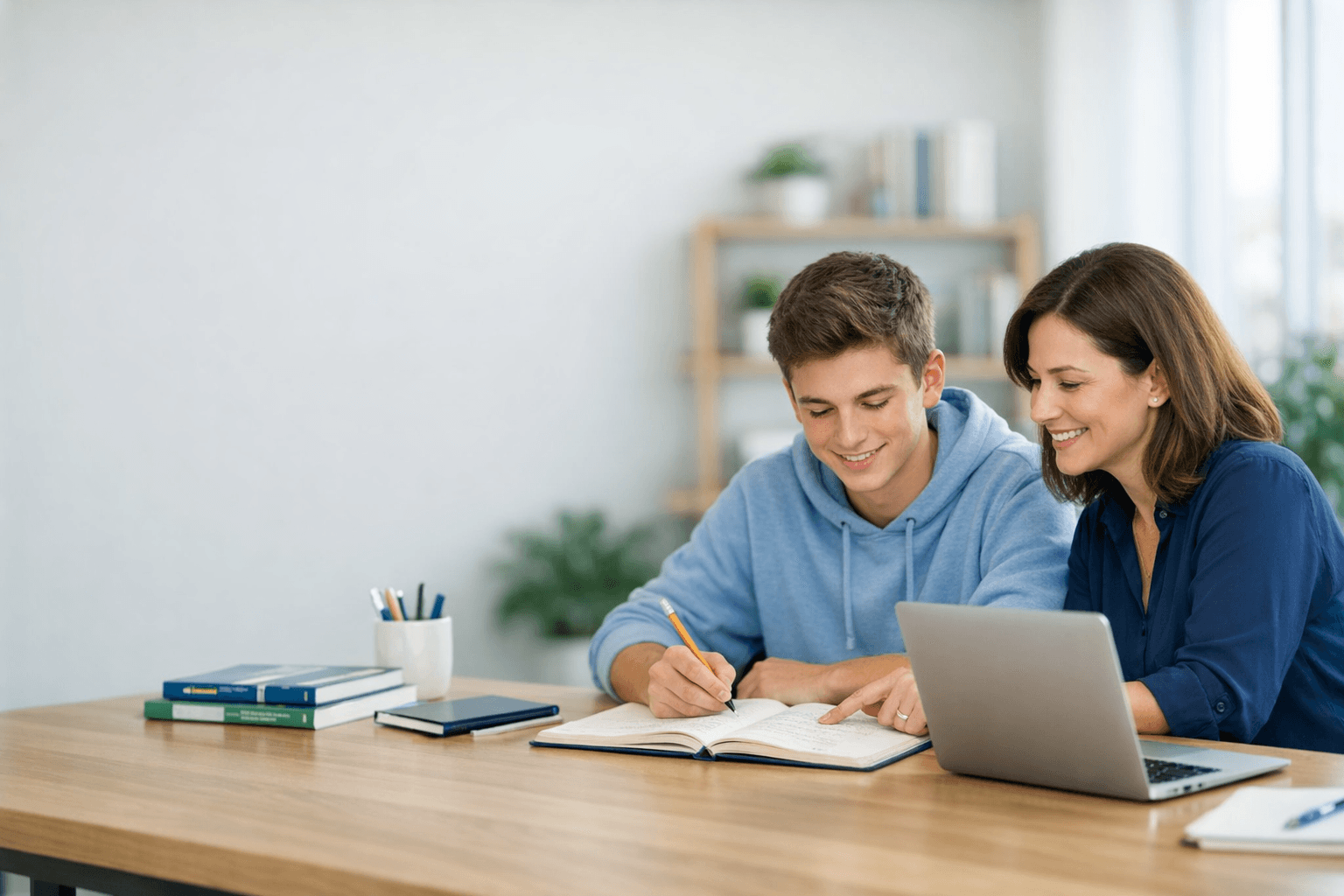 Student and tutor reviewing SAT prep together
